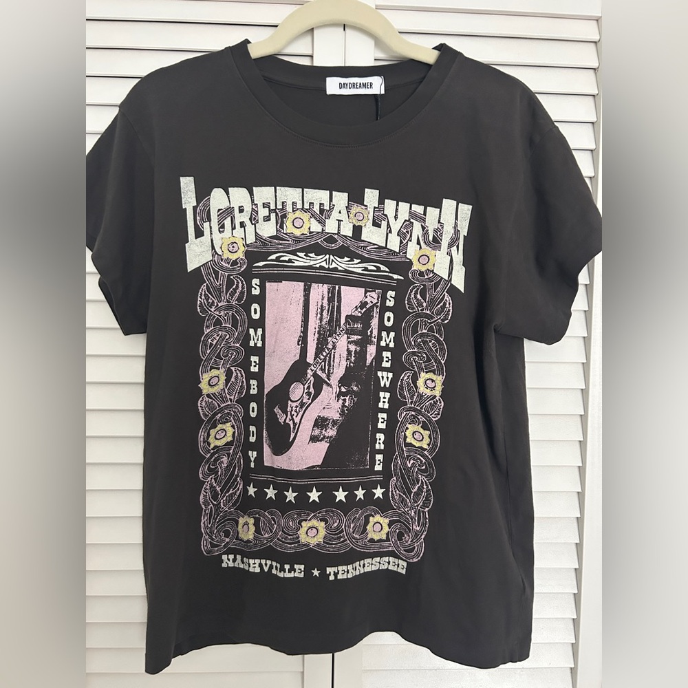 NWT Daydreamer Loretta Lynn Band Tee Charcoal Graphic Tee
